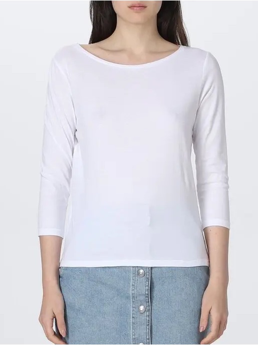 Majestic Filatures Deluxe Soft Touch Boatneck 3/4 Sleeve White Tee Shirt L
